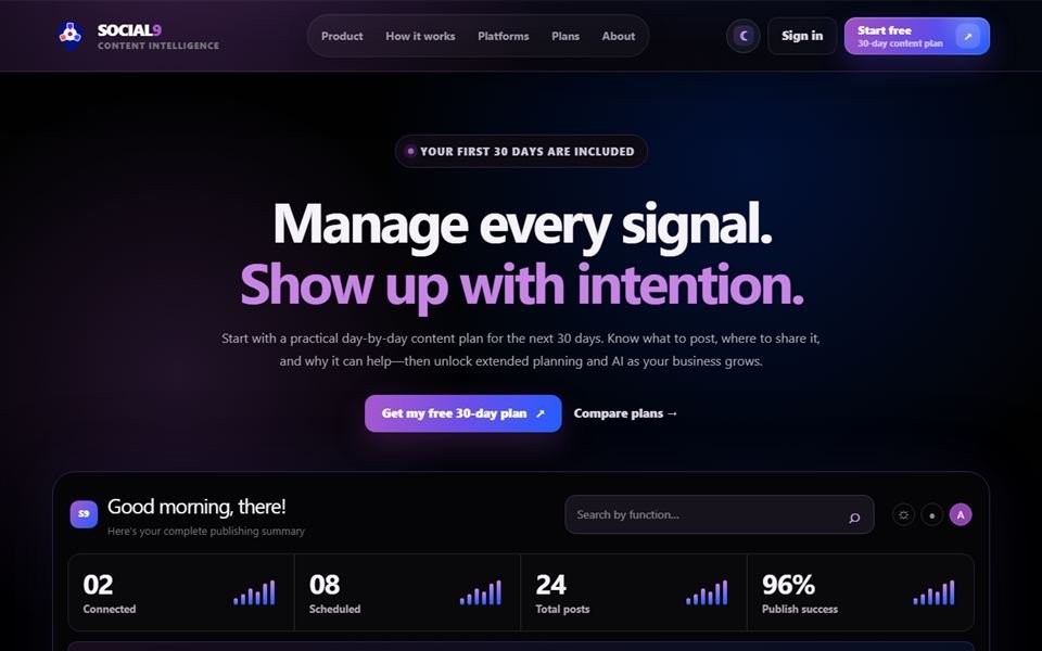 Social9 social media planner dashboard