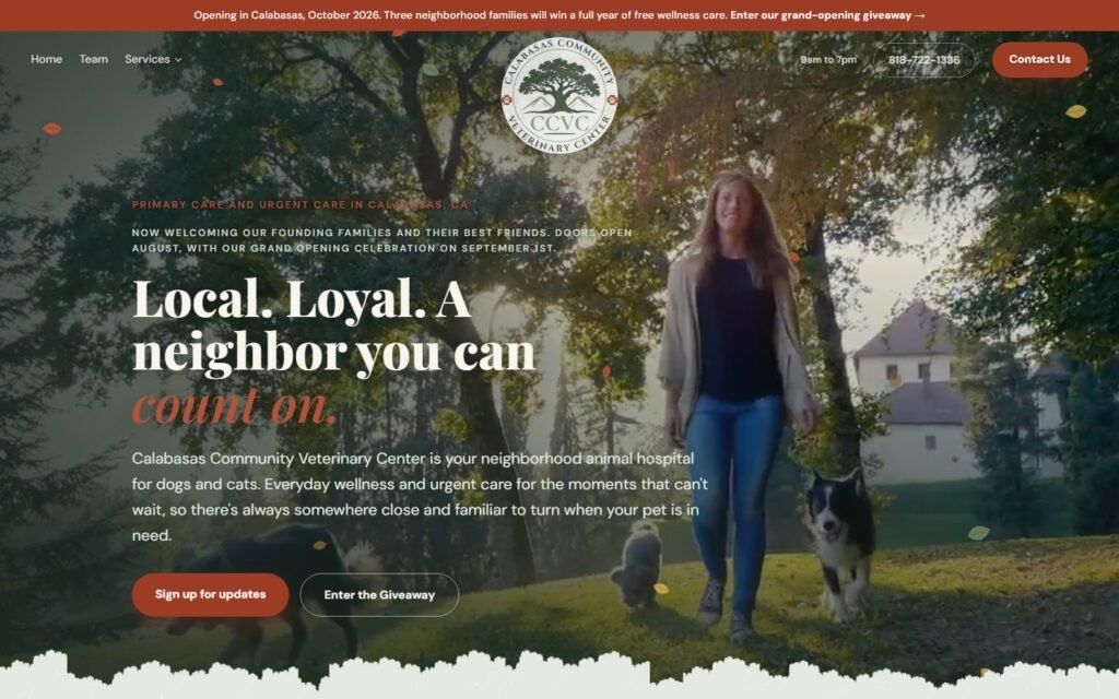 Calabasas Community Veterinary Center website design preview